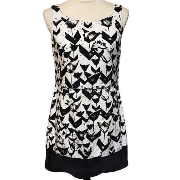 Jil Sander Navy Black/White Abstract Fit n Flare Sleeveless Mini Dress - 38 / 8 - Picture 1 of 10